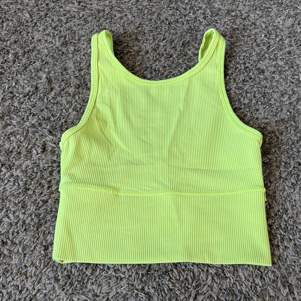 Lululemon Power Pivot Ribbed Tank Top Electric Lemon size 2